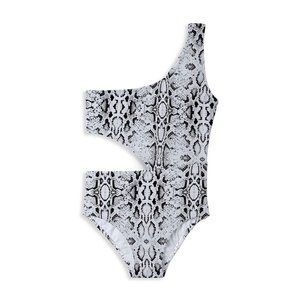 Stella Cove Girl's One-Shoulder Snake-Print One-Piece Swimsuit NEW